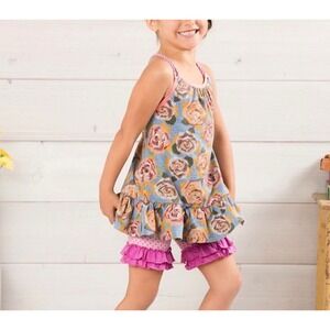 Matilda Jane Girls Floral Ruffle Tank Top Shorts Set Sz 6